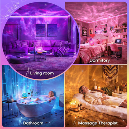 3-In-1 Sunset Lamp & Ocean Lamp & Northern Lights Projector with Remote,Led Ambient Lighting, 216 Modes Mood Lighting, 